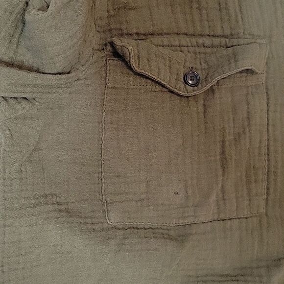 Madewell Textured Green Button Down Cotton Shirt - Picture 5 of 7